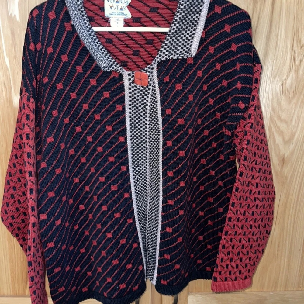 Veranda Wear VTG hand woven Guatelama cardigan sweater winter warm women’s M L